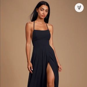 Lulus Dreamy Romance Black Backless Maxi Dress